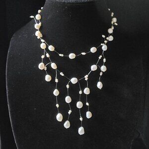 Floating White Pearl Necklace
